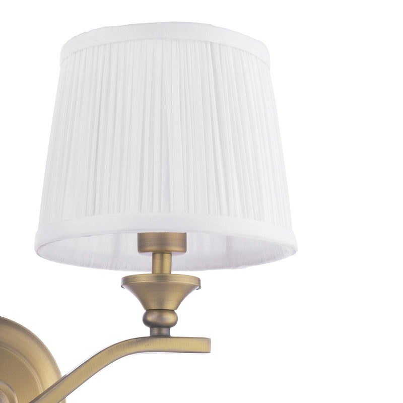 Laura Ashley Hemsley 2 Light Wall Light Matt Antique Brass With Shade • LA3756492-Q