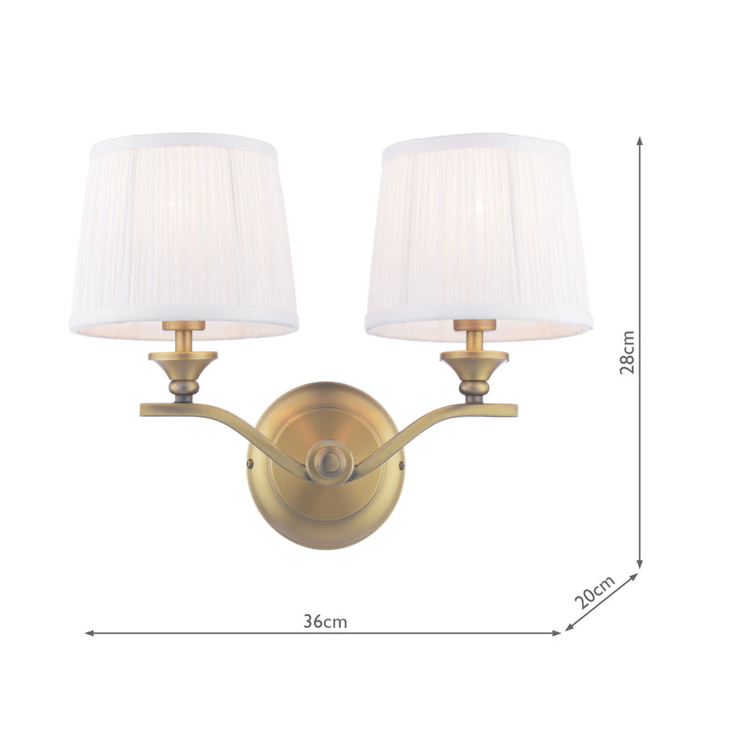 Laura Ashley Hemsley 2 Light Wall Light Matt Antique Brass With Shade • LA3756492-Q