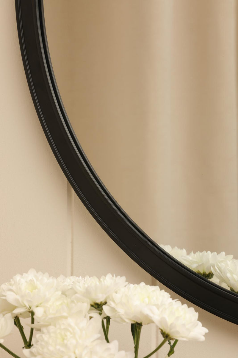 Laura Ashley Harrington Mirror Matt Black and Mirror 60cm • LA3756497-Q