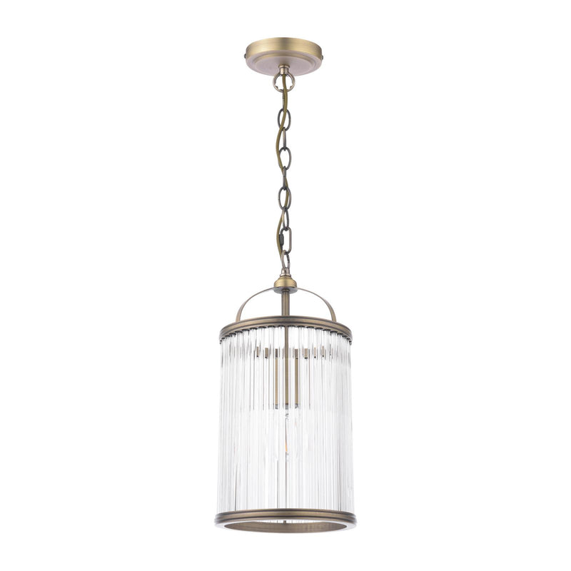 Laura Ashley Sutton Pendant Matt Antique Brass and Ribbed Glass • LA3756501-Q