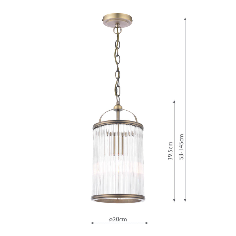 Laura Ashley Sutton Pendant Matt Antique Brass and Ribbed Glass • LA3756501-Q