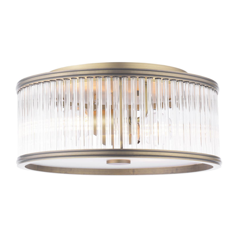 Laura Ashley Sutton 2 Light Flush Matt Antique Brass and Ribbed Glass • LA3756503-Q
