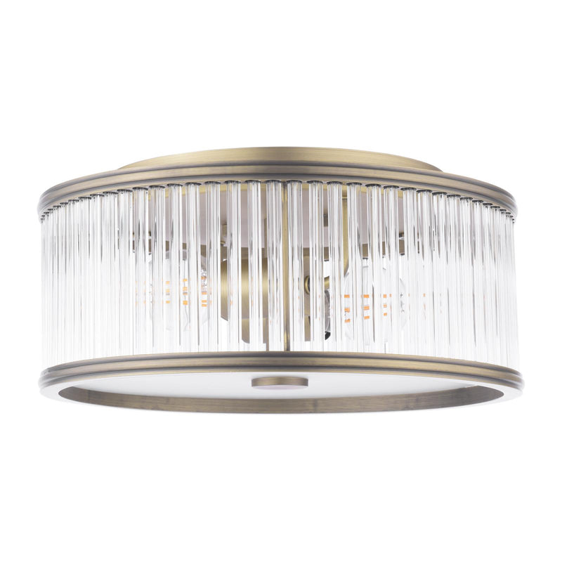 Laura Ashley Sutton 2 Light Flush Matt Antique Brass and Ribbed Glass • LA3756503-Q