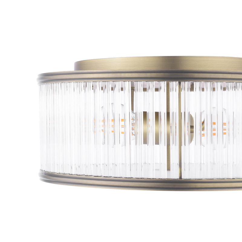 Laura Ashley Sutton 2 Light Flush Matt Antique Brass and Ribbed Glass • LA3756503-Q