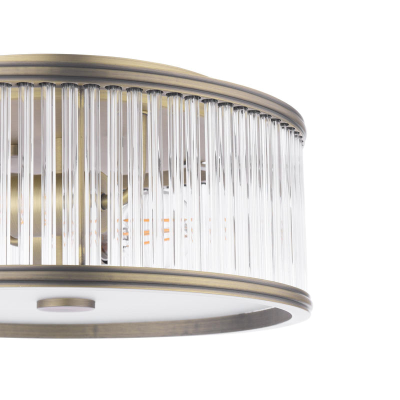 Laura Ashley Sutton 2 Light Flush Matt Antique Brass and Ribbed Glass • LA3756503-Q