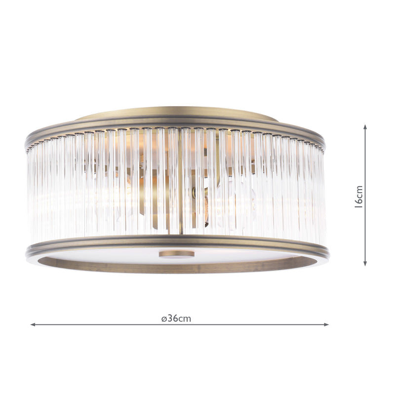 Laura Ashley Sutton 2 Light Flush Matt Antique Brass and Ribbed Glass • LA3756503-Q
