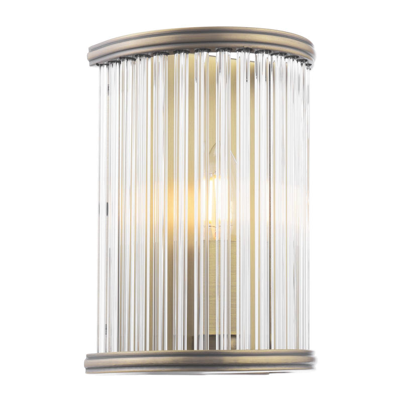 Laura Ashley Sutton Wall Light Matt Antique Brass and Ribbed Glass • LA3756504-Q
