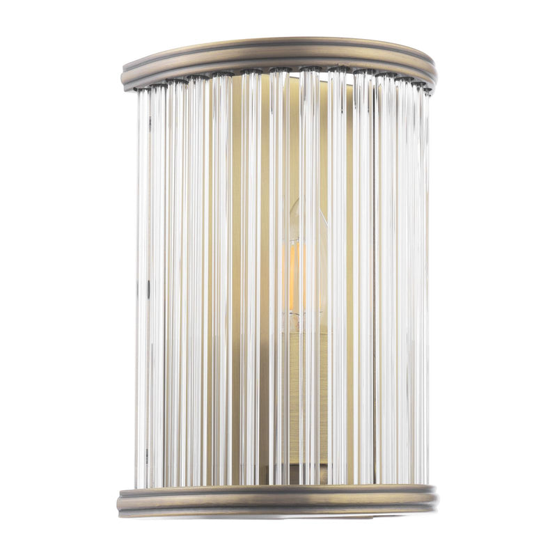 Laura Ashley Sutton Wall Light Matt Antique Brass and Ribbed Glass • LA3756504-Q