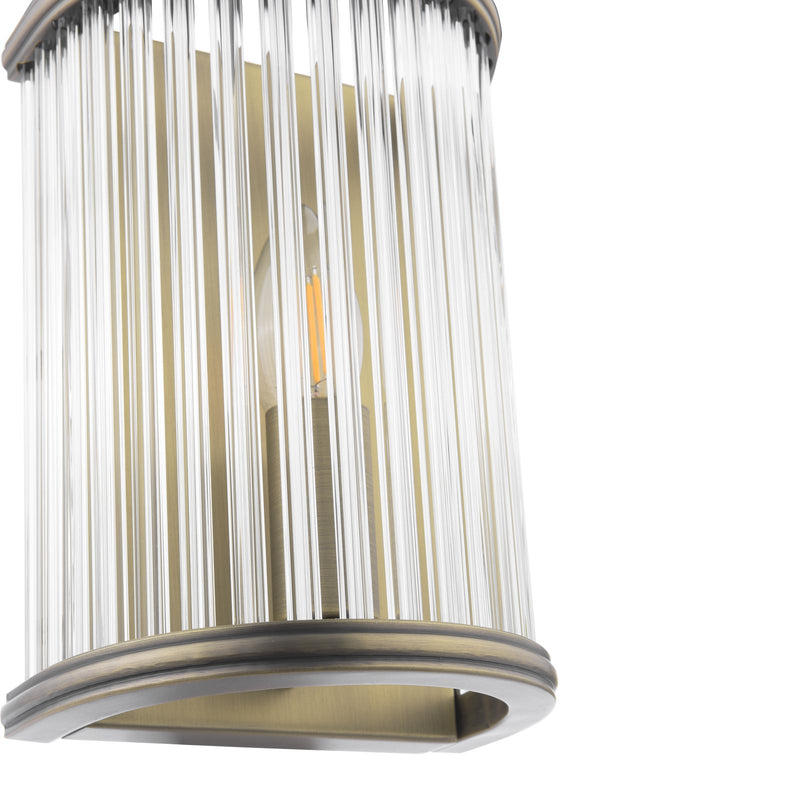 Laura Ashley Sutton Wall Light Matt Antique Brass and Ribbed Glass • LA3756504-Q