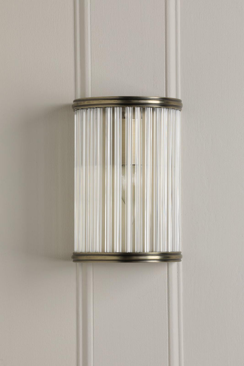 Laura Ashley Sutton Wall Light Matt Antique Brass and Ribbed Glass • LA3756504-Q