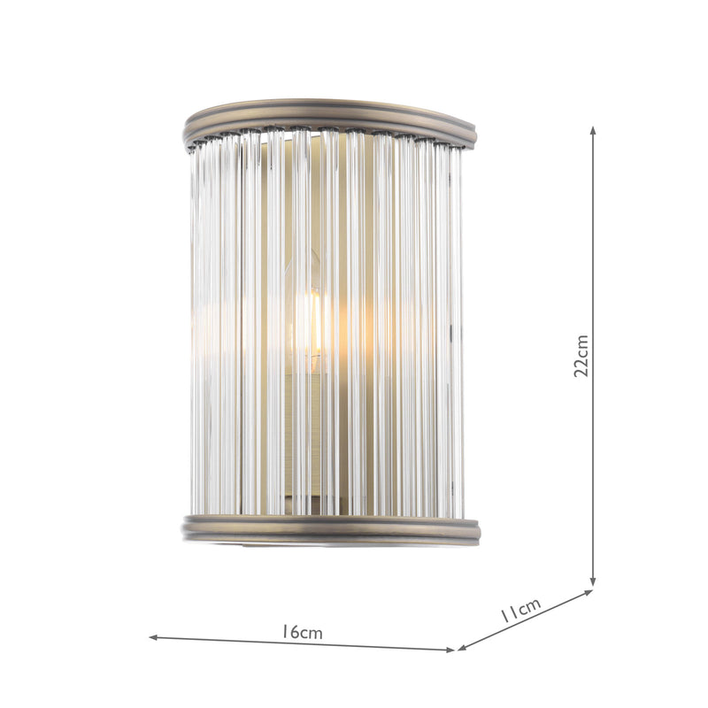 Laura Ashley Sutton Wall Light Matt Antique Brass and Ribbed Glass • LA3756504-Q