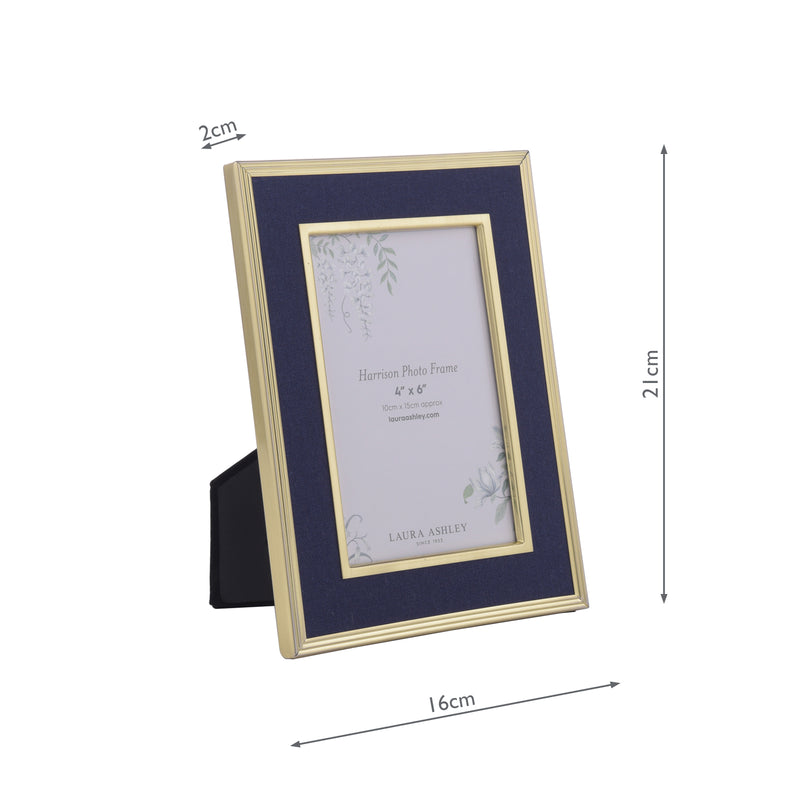 Laura Ashley Harrison Photo Frame Brushed Brass and Blue 4" x 6" • LA3756505-Q