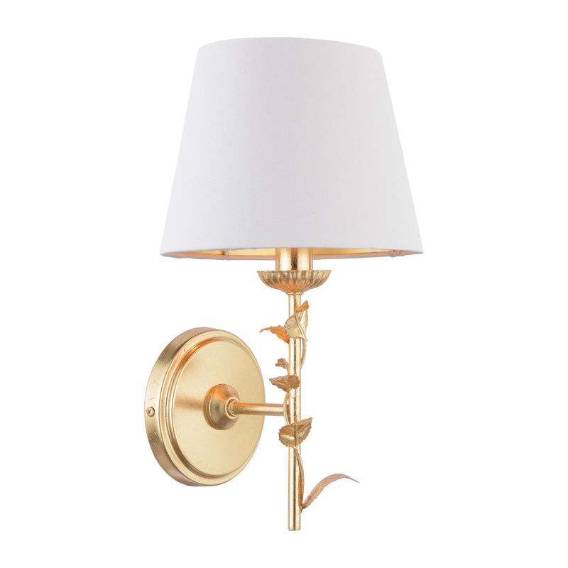 Laura Ashley Halton Wall Light Distressed Gold Leaf With Shade • LA3756506-Q