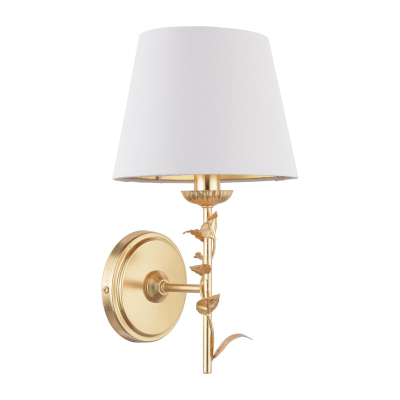 Laura Ashley Halton Wall Light Distressed Gold Leaf With Shade • LA3756506-Q