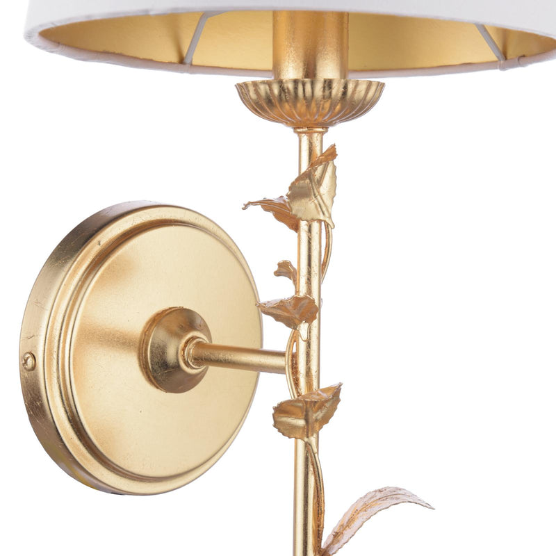 Laura Ashley Halton Wall Light Distressed Gold Leaf With Shade • LA3756506-Q