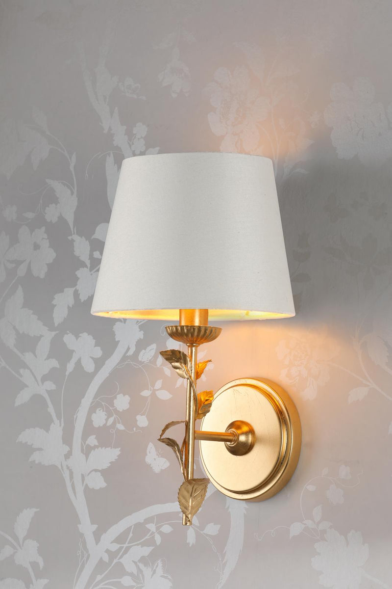 Laura Ashley Halton Wall Light Distressed Gold Leaf With Shade • LA3756506-Q