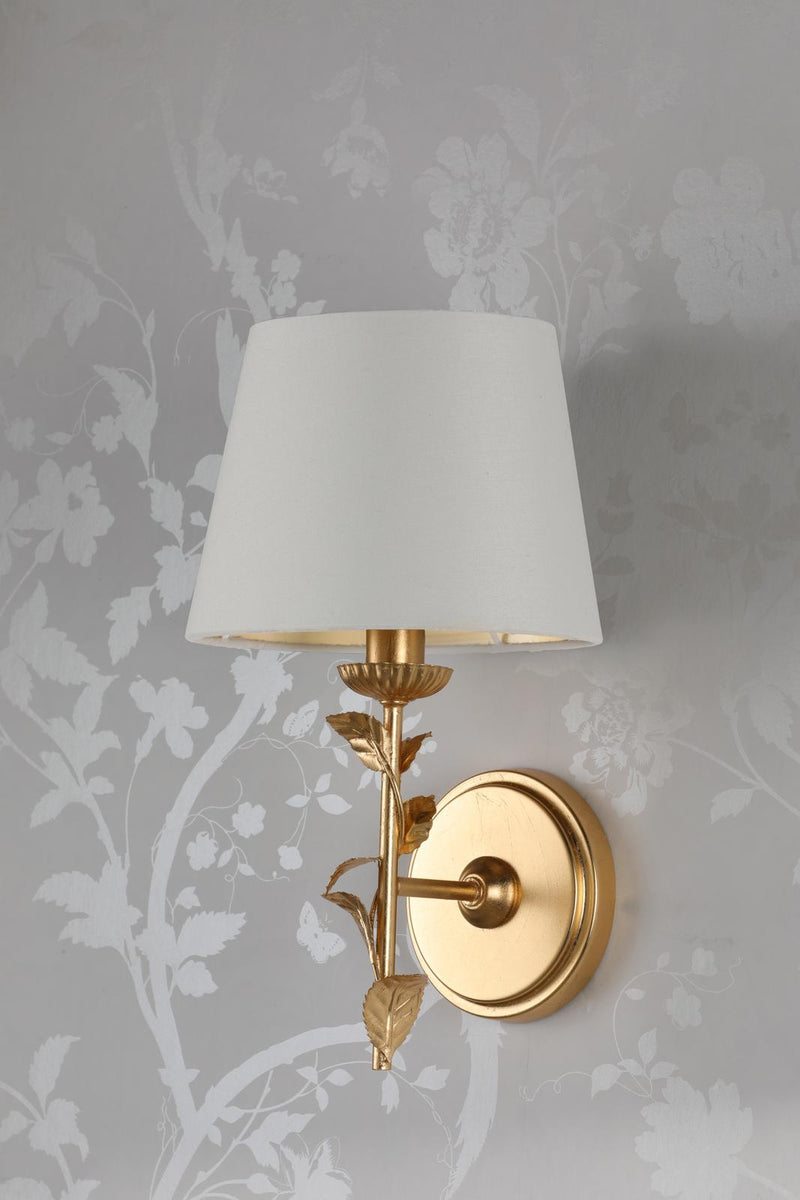 Laura Ashley Halton Wall Light Distressed Gold Leaf With Shade • LA3756506-Q