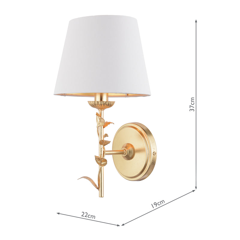 Laura Ashley Halton Wall Light Distressed Gold Leaf With Shade • LA3756506-Q