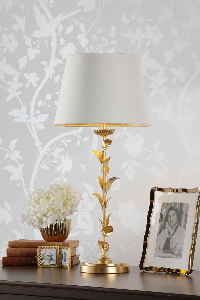 Laura Ashley Halton Table Lamp Distressed Gold Leaf With Shade • LA3756507-Q