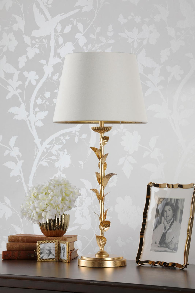 Laura Ashley Halton Table Lamp Distressed Gold Leaf With Shade • LA3756507-Q