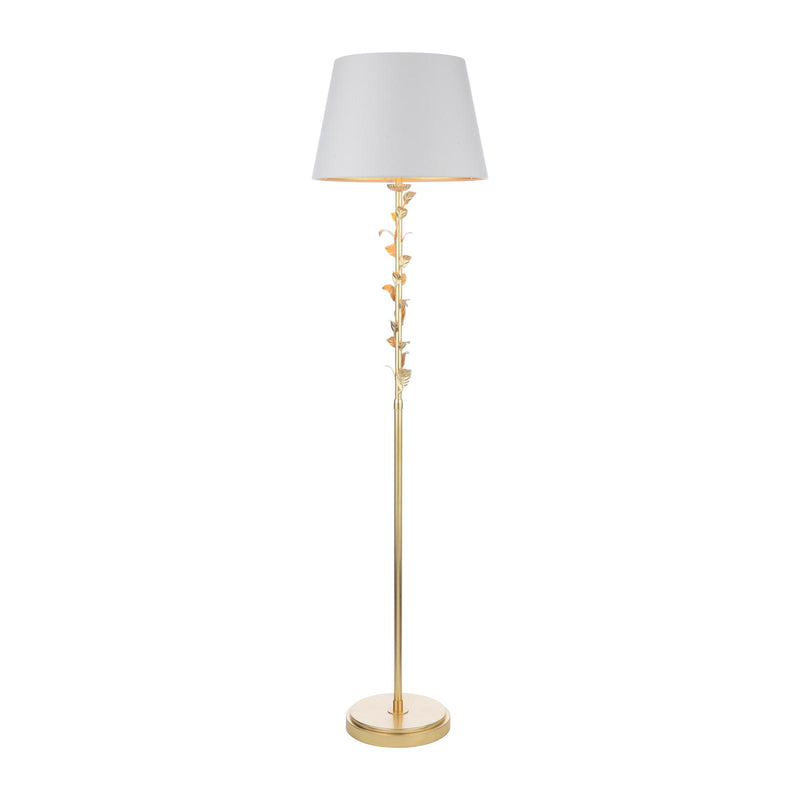 Laura Ashley Halton Floor Lamp Distressed Gold Leaf With Shade • LA3756508-Q