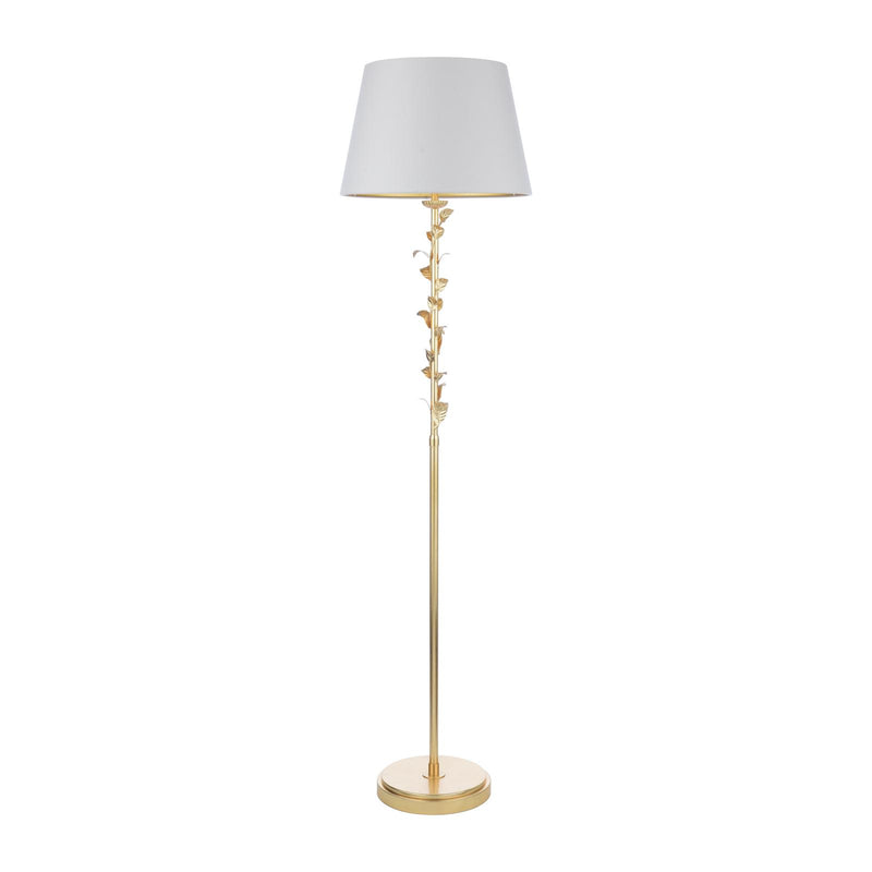 Laura Ashley Halton Floor Lamp Distressed Gold Leaf With Shade • LA3756508-Q