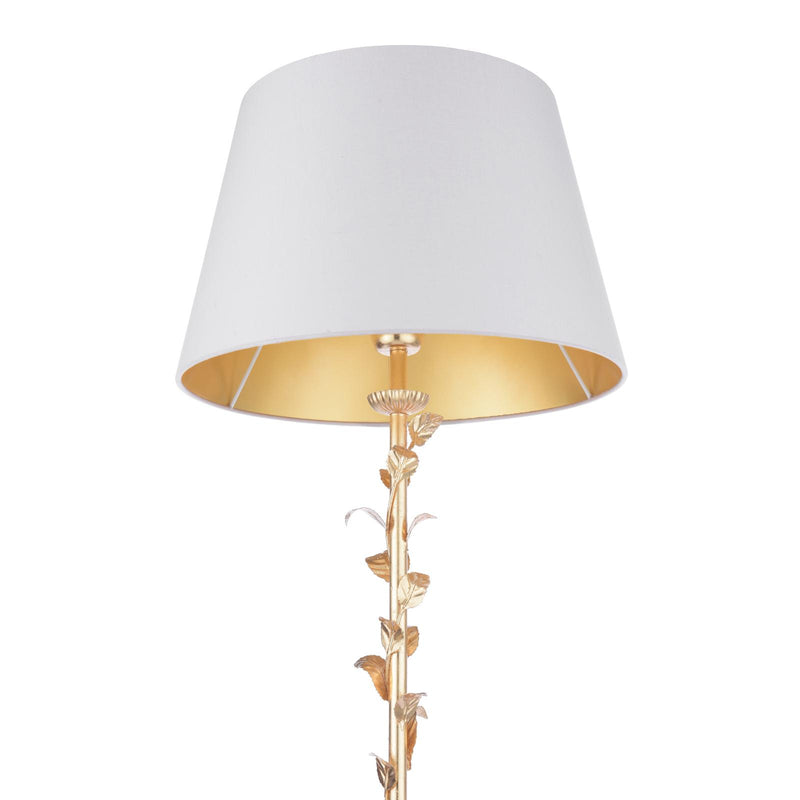 Laura Ashley Halton Floor Lamp Distressed Gold Leaf With Shade • LA3756508-Q