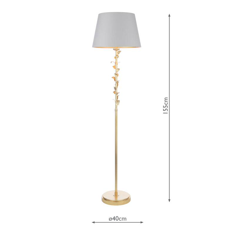 Laura Ashley Halton Floor Lamp Distressed Gold Leaf With Shade • LA3756508-Q