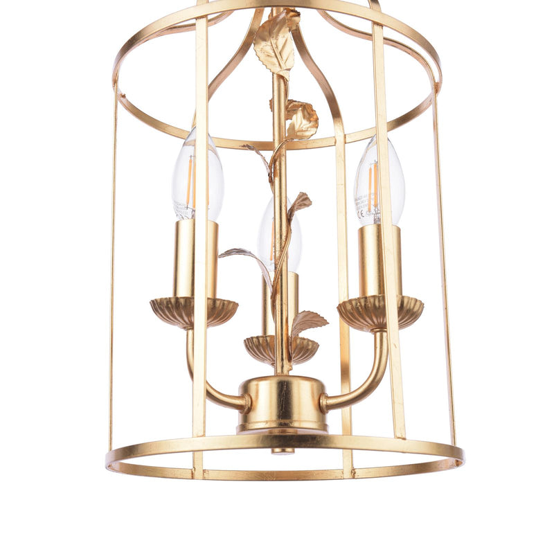 Laura Ashley Halton 3 Light Pendant Distressed Gold Leaf • LA3756509-Q