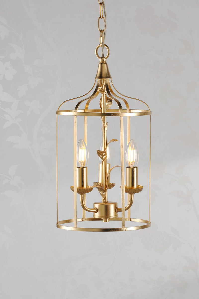Laura Ashley Halton 3 Light Pendant Distressed Gold Leaf • LA3756509-Q