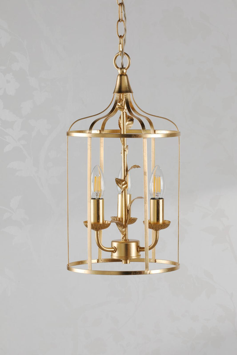Laura Ashley Halton 3 Light Pendant Distressed Gold Leaf • LA3756509-Q
