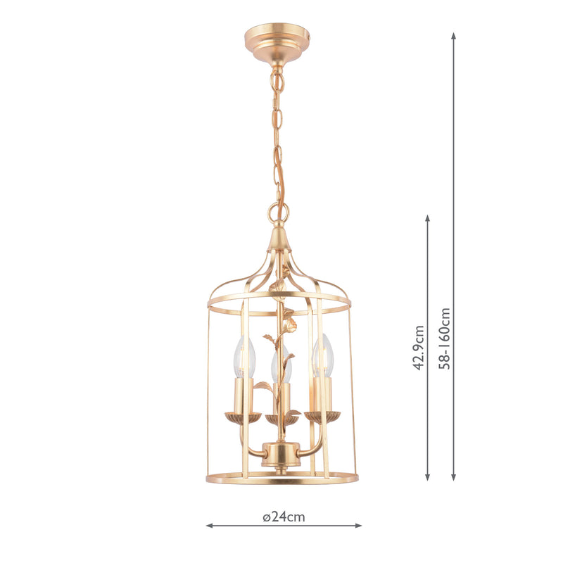 Laura Ashley Halton 3 Light Pendant Distressed Gold Leaf • LA3756509-Q
