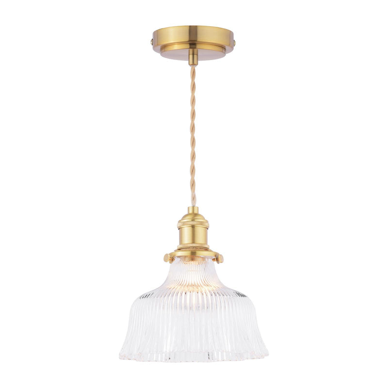 Laura Ashley Theodore Pendant Antique Brass and Ribbed Glass • LA3756511-Q