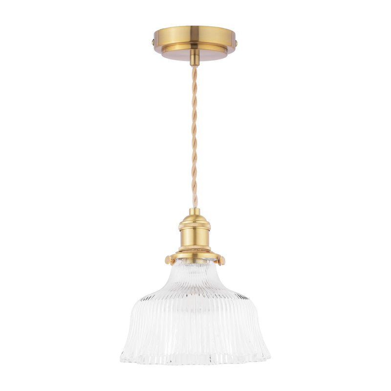 Laura Ashley Theodore Pendant Antique Brass and Ribbed Glass • LA3756511-Q