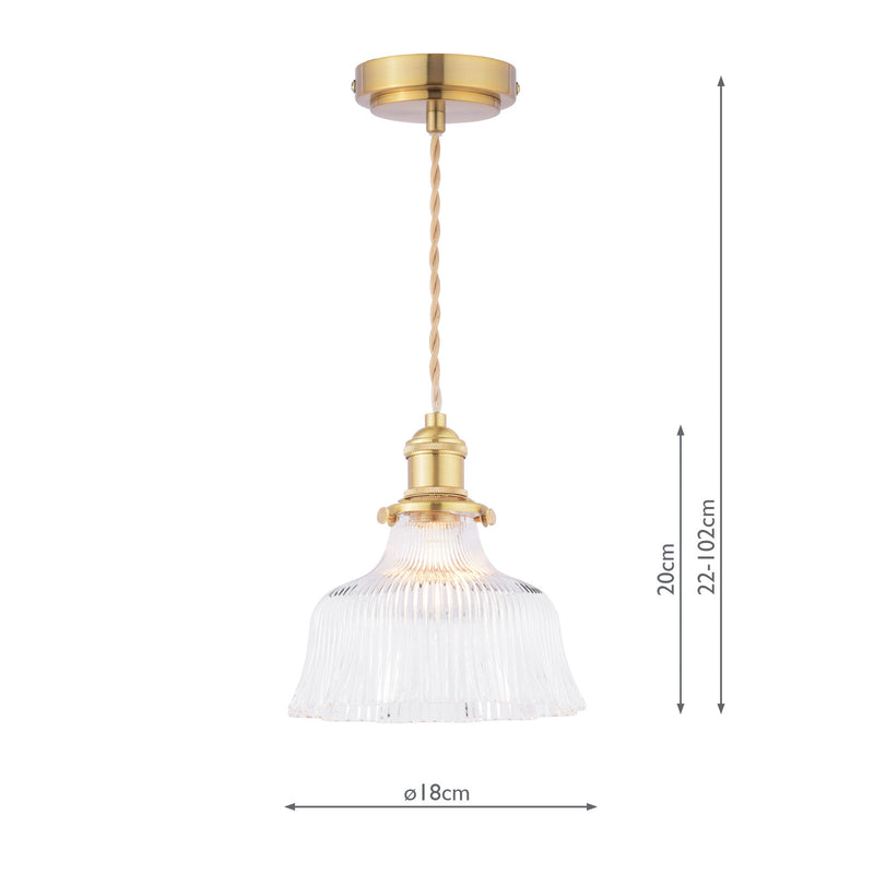 Laura Ashley Theodore Pendant Antique Brass and Ribbed Glass • LA3756511-Q