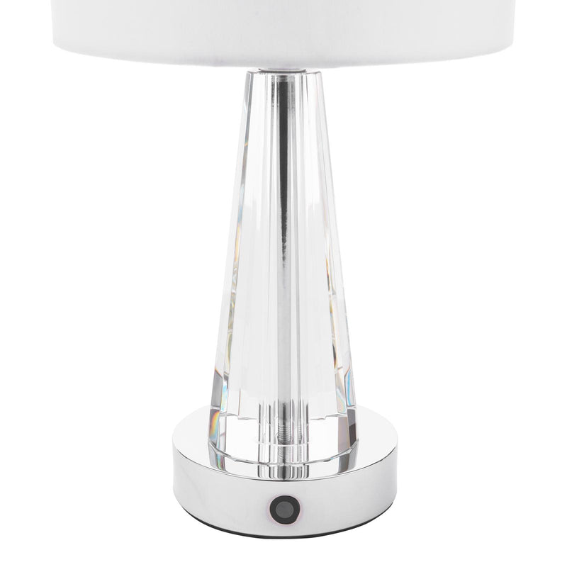 Laura Ashley Blake Rechargeable Table Lamp Polished Chrome and Crystal With Shade LED • LA3756513-Q