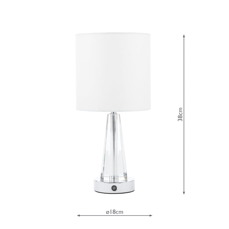 Laura Ashley Blake Rechargeable Table Lamp Polished Chrome and Crystal With Shade LED • LA3756513-Q