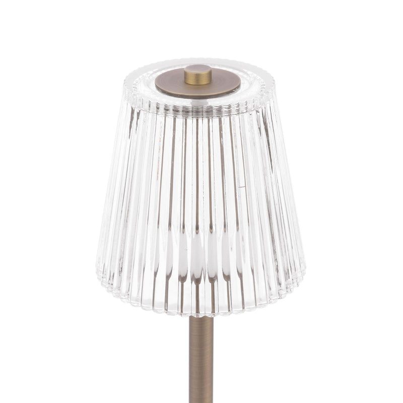 Laura Ashley Callaghan Rechargeable Table Lamp Matt Antique Brass and Ribbed Glass LED • LA3756514-Q