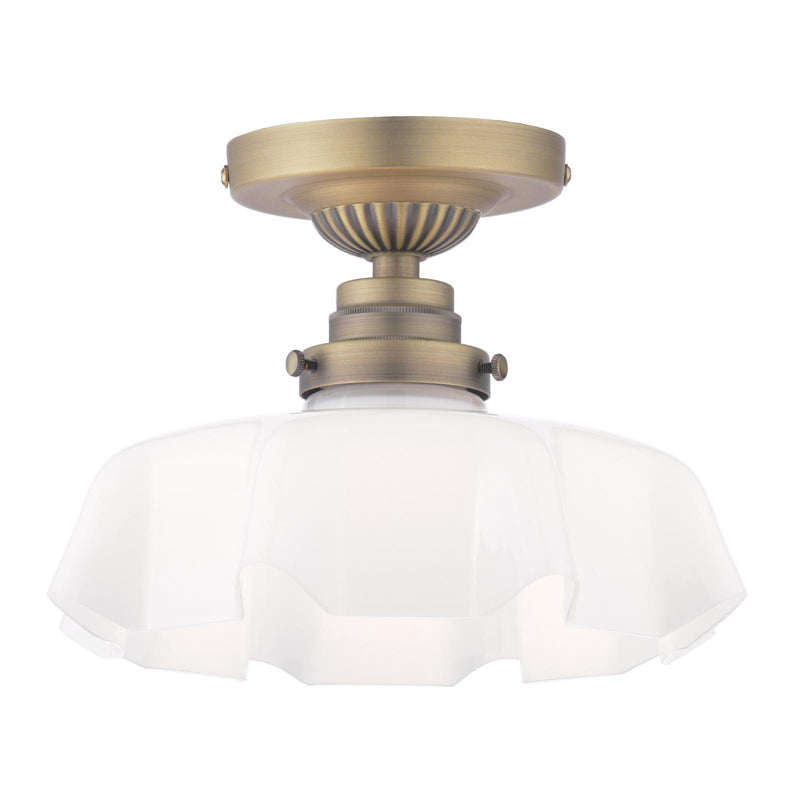 Laura Ashley Banham Semi-Flush Matt Antique Brass and White Glass • LA3756515-Q