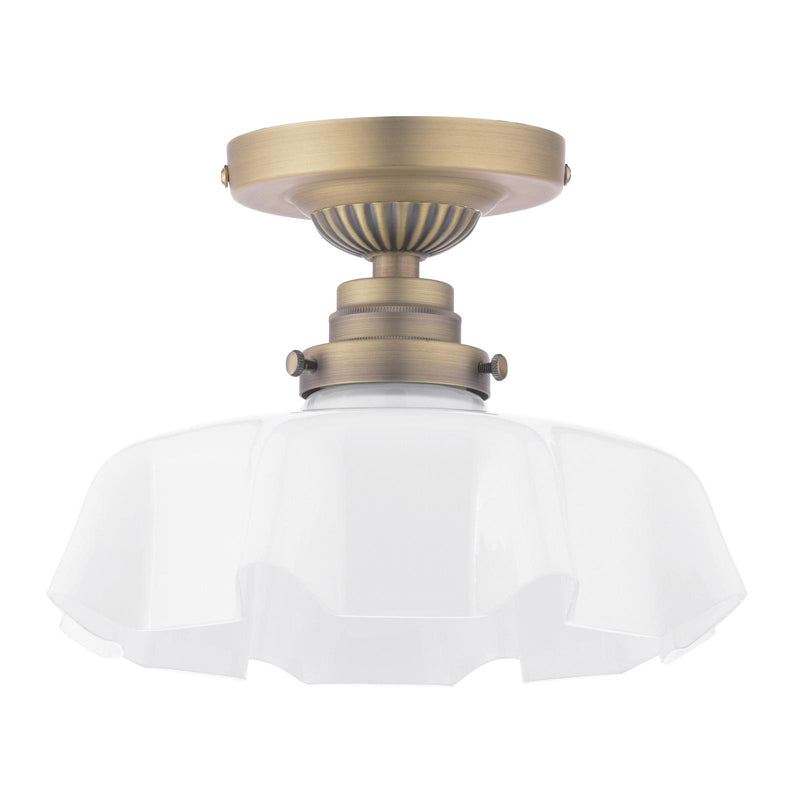 Laura Ashley Banham Semi-Flush Matt Antique Brass and White Glass • LA3756515-Q