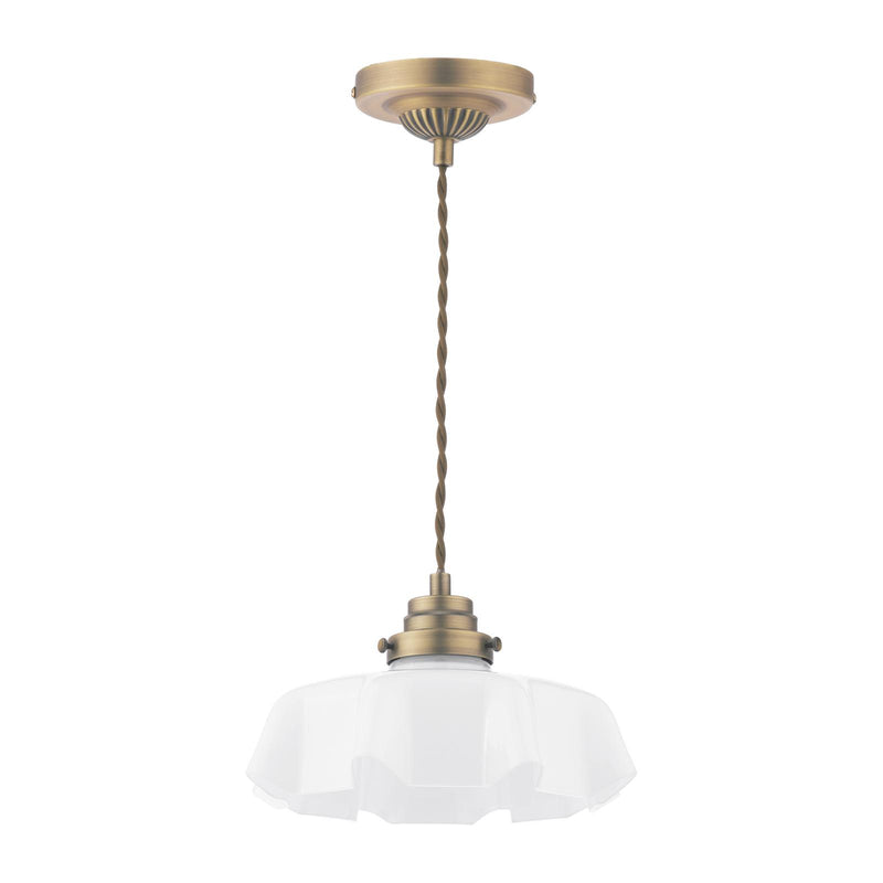 Laura Ashley Banham Pendant Matt Antique Brass and White Glass • LA3756516-Q