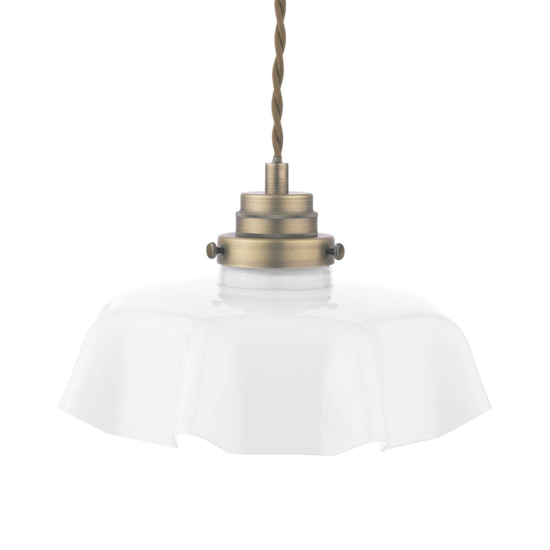 Laura Ashley Banham Pendant Matt Antique Brass and White Glass • LA3756516-Q