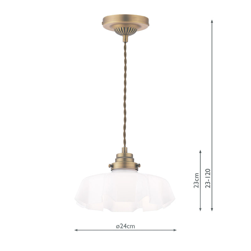 Laura Ashley Banham Pendant Matt Antique Brass and White Glass • LA3756516-Q