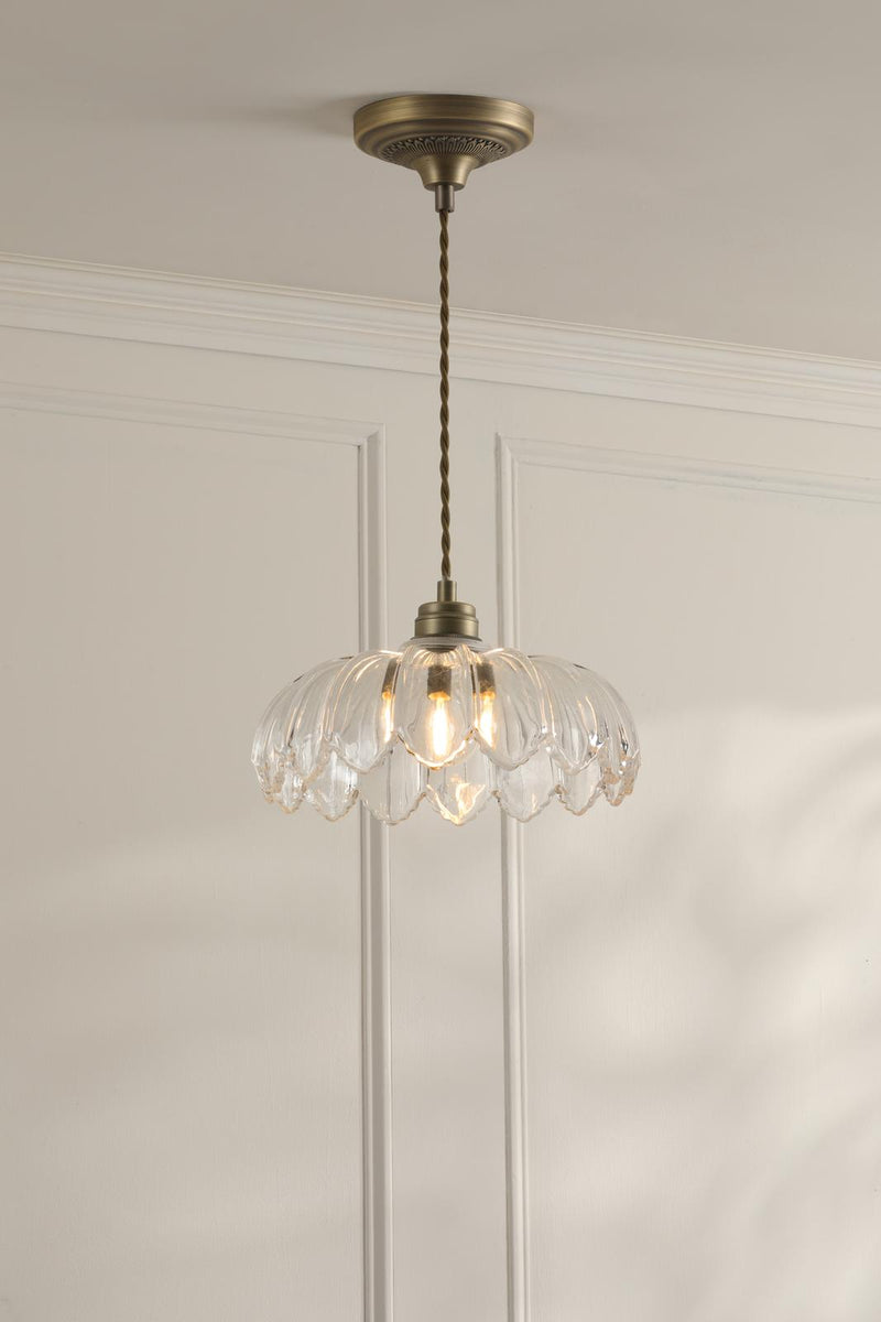 Laura Ashley Bexwell Pendant Matt Antique Brass and Glass • LA3756518-Q