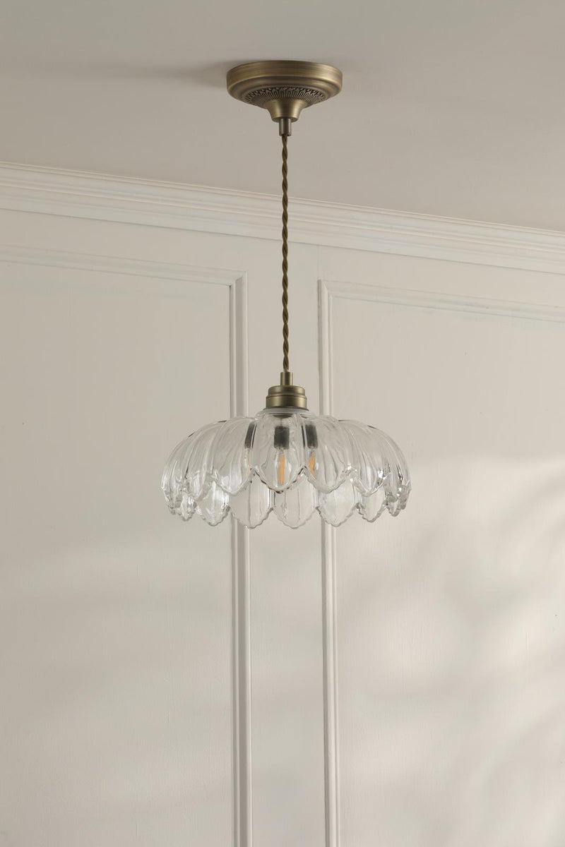 Laura Ashley Bexwell Pendant Matt Antique Brass and Glass • LA3756518-Q