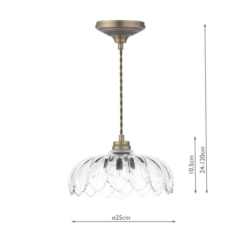 Laura Ashley Bexwell Pendant Matt Antique Brass and Glass • LA3756518-Q