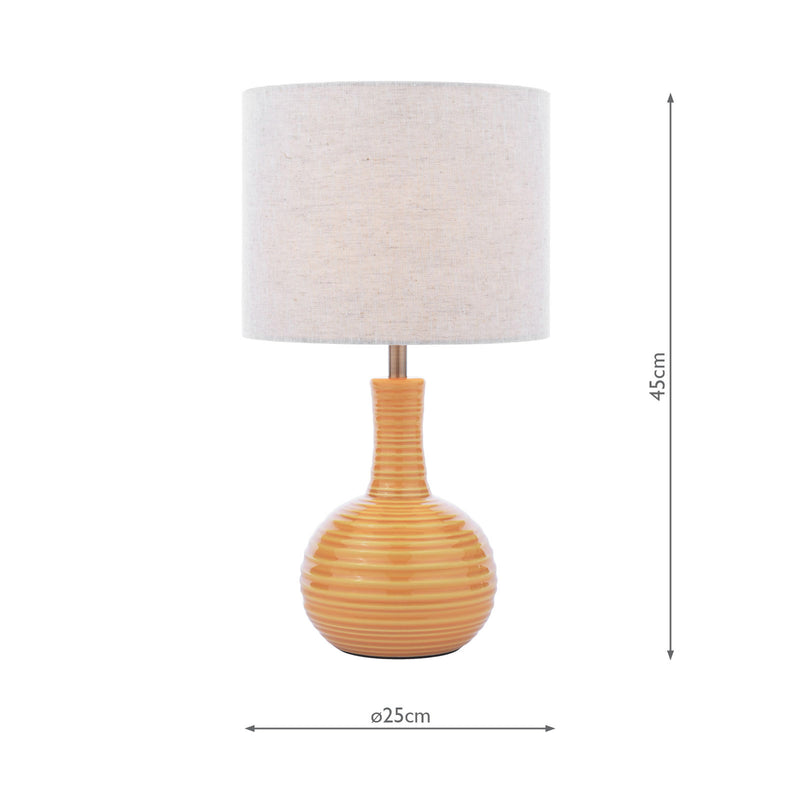 Laura Ashley Padley Table Lamp Yellow Ceramic and Antique Brass With Shade • LA3756519-Q