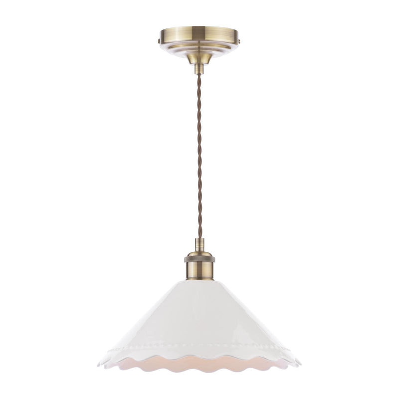 Laura Ashley Daws Pendant White Ceramic and Antique Brass • LA3756520-Q