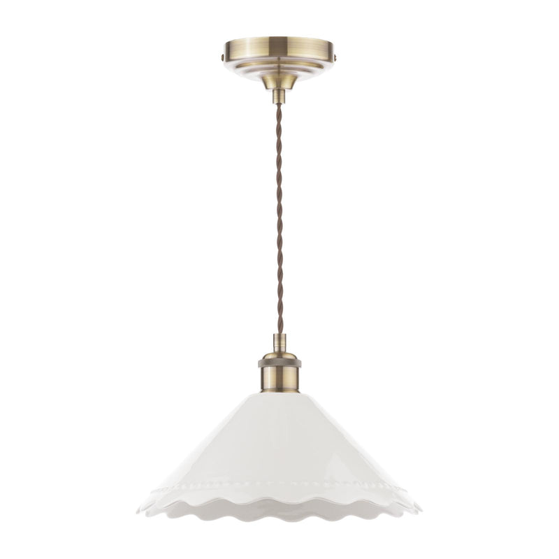Laura Ashley Daws Pendant White Ceramic and Antique Brass • LA3756520-Q
