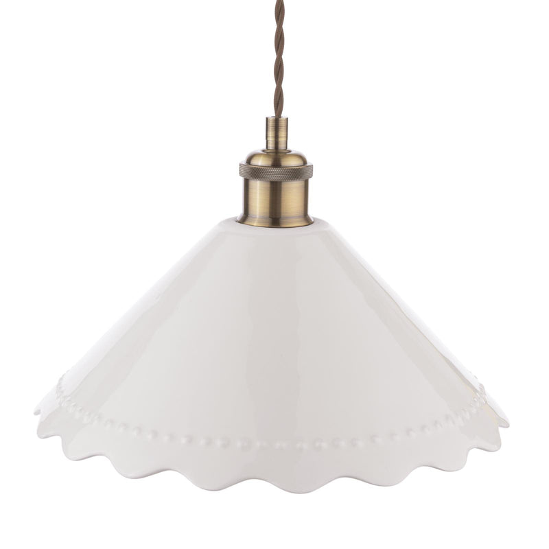 Laura Ashley Daws Pendant White Ceramic and Antique Brass • LA3756520-Q